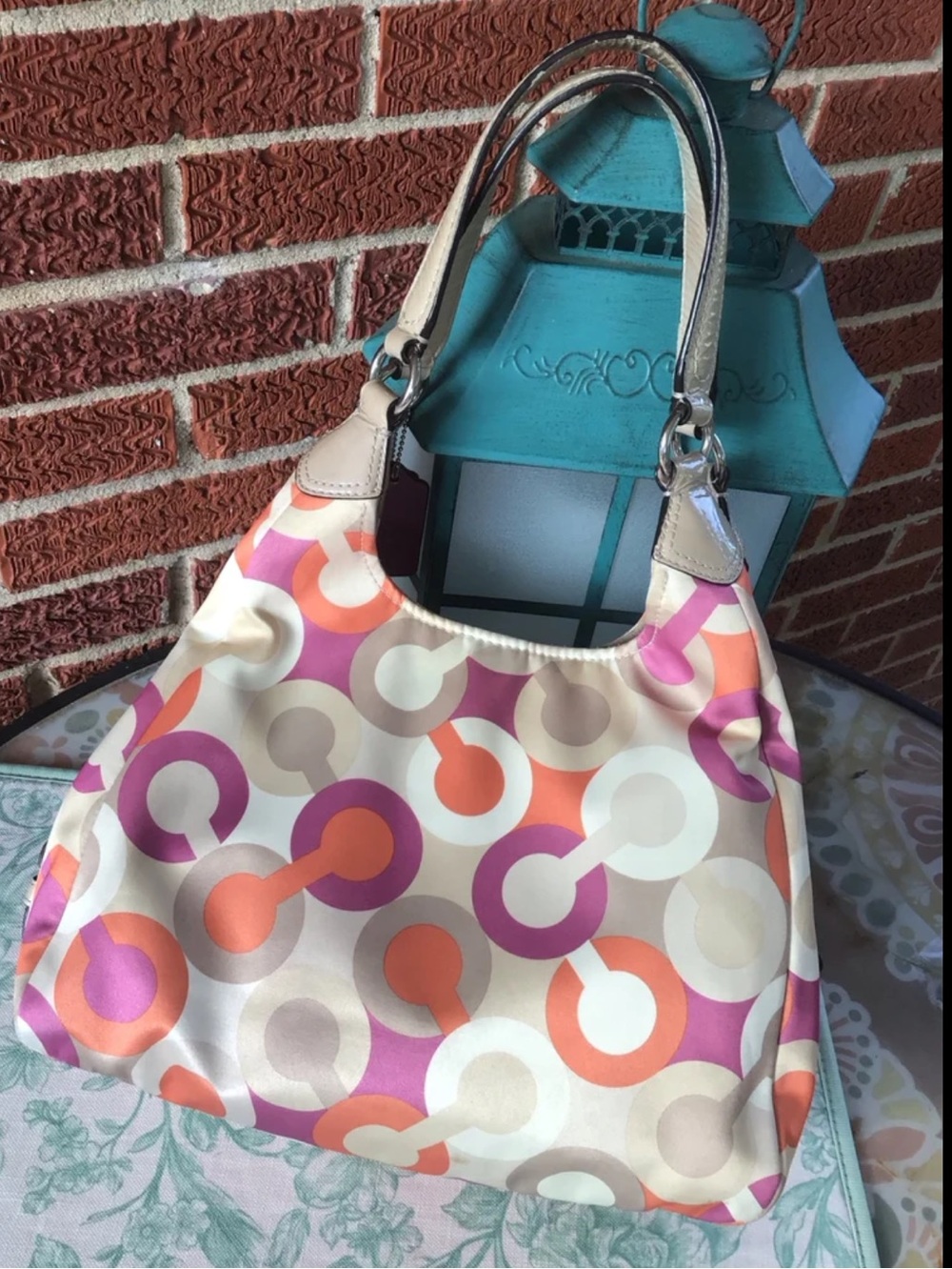 Coach Madison Maggie OP art scarf print shoulder bag vintage - Picture 3 of 13